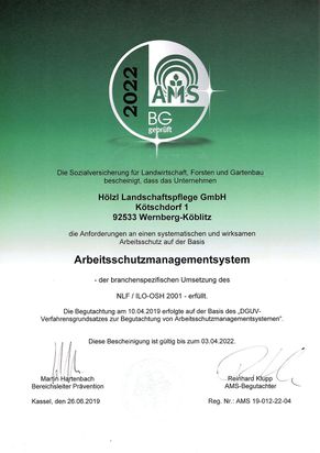 Zertifikat Hölzl Landschaftspflege GmbH
